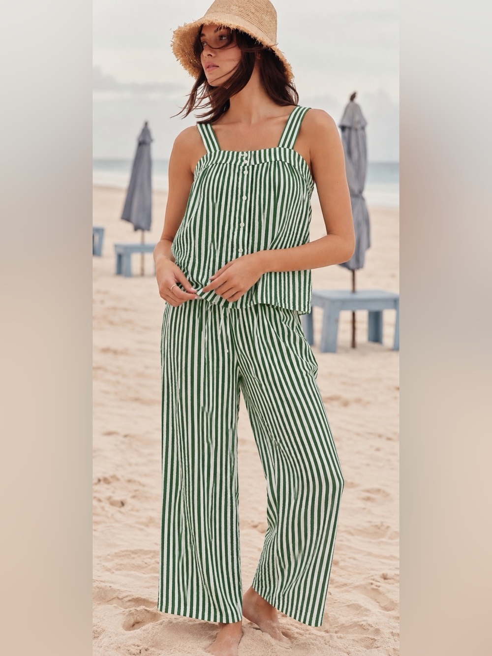 Lake Pajamas Hamptons Pants Set Gauze Stripe Size small